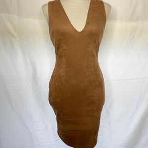 Tan faux suede mini dress